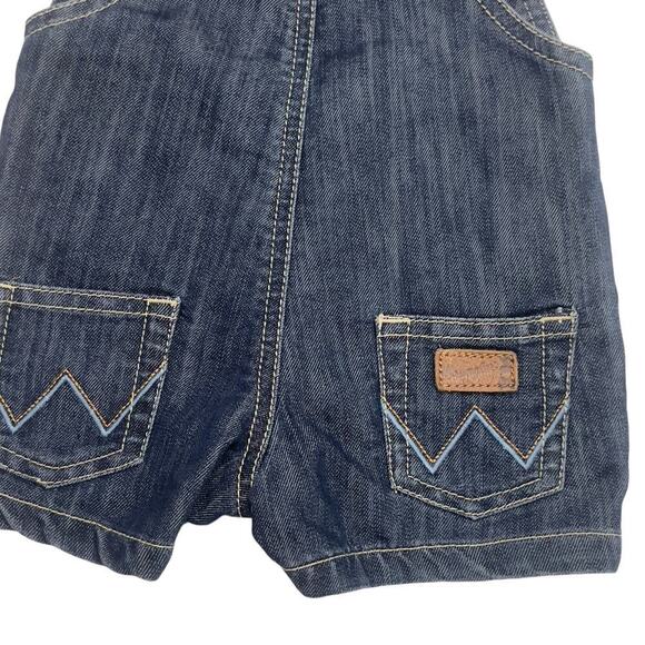 All Around Baby Wrangler Denim Bib Overall Shorts Baby 3-6 Month Western - Picture 4 of 7